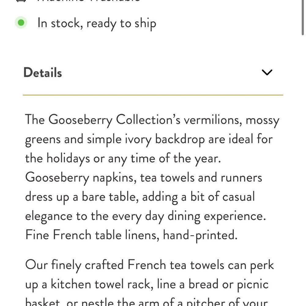 Couleure Nature gooseberry tea towels NWT - Picture 5 of 5